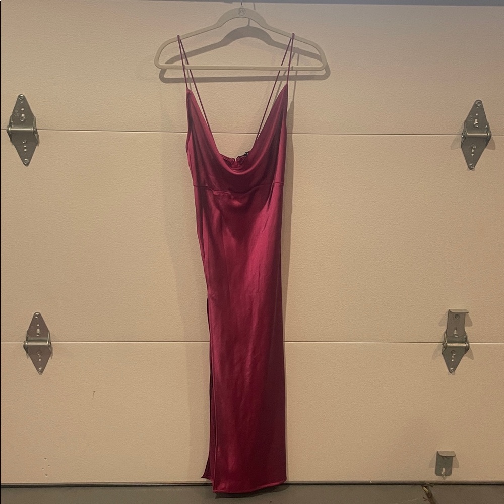 Lioness Satin Slip Dress in Deep Pink